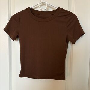 Shein Dazy Brown Ribbed Basic Top Size Medium